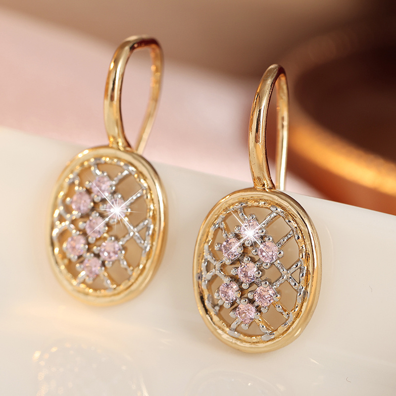 Women's Two-Tone Golden & Silvery Oval Dangle Earrings